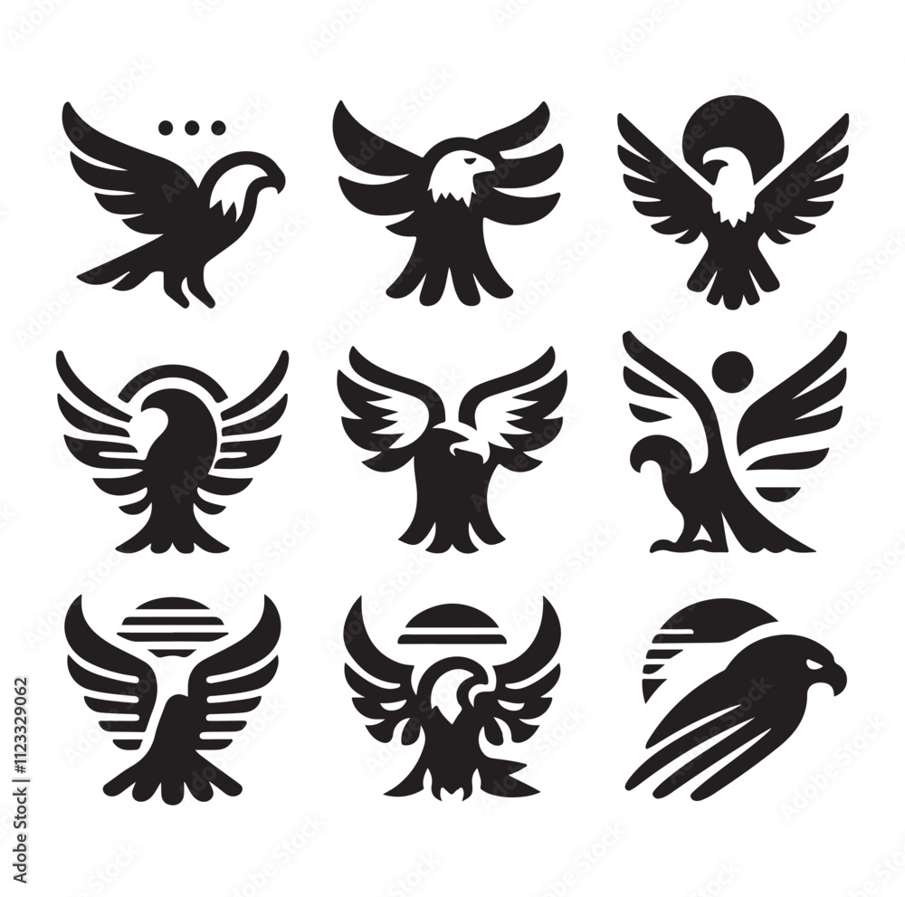 Obraz premium Eagle bird icon Silhouette vector illustration