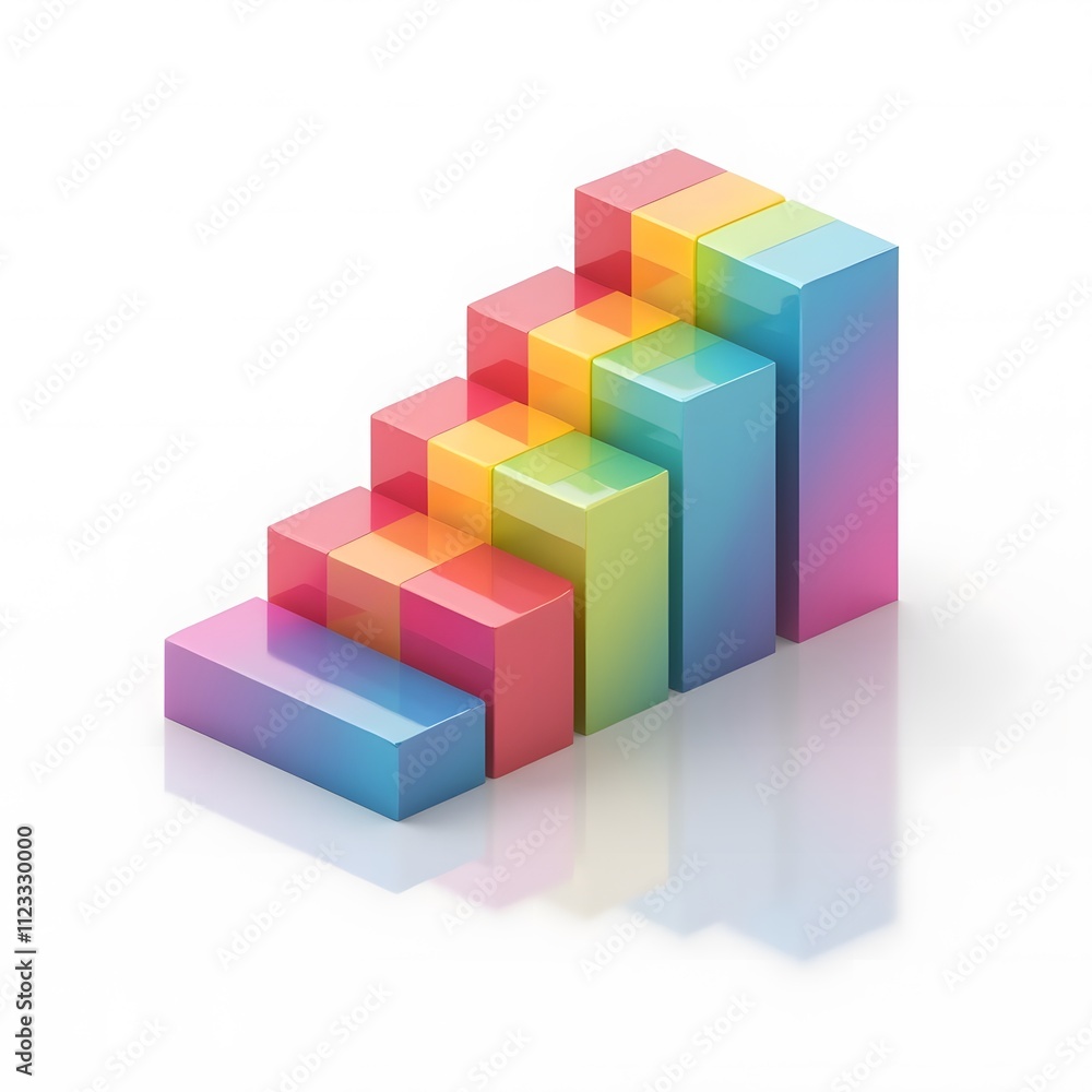 Rainbow Progress Bar: Ascending Colorful Blocks Representing Growth and Success Rainbow Progress Bar: Ascending Colorful Blocks Representing Growth and Success