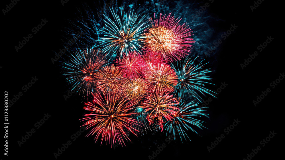 Fototapeta premium Colorful fireworks lighting up the night sky