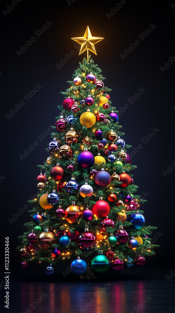 Fototapeta premium SNSで使える縦長のクリスマスツリー