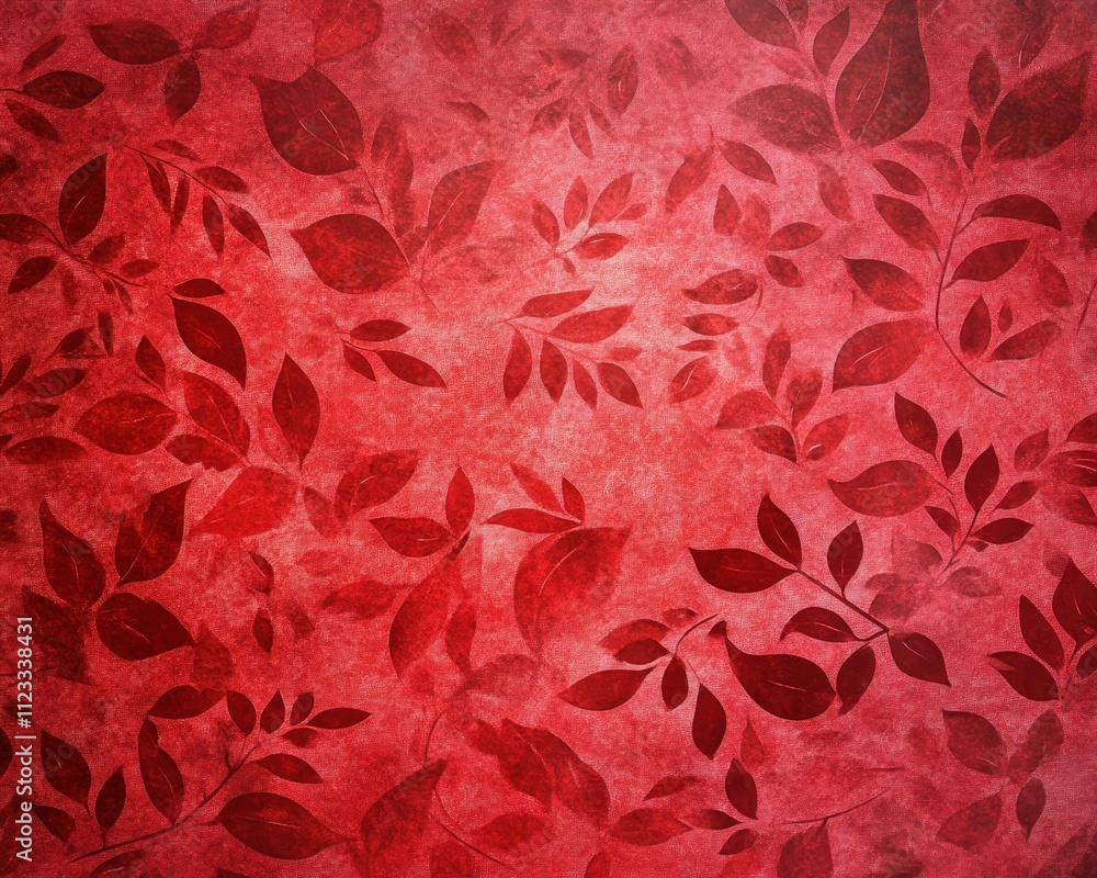 Fototapeta premium Elegant red leaf pattern on textured background creates a warm and inviting atmosphere for decor