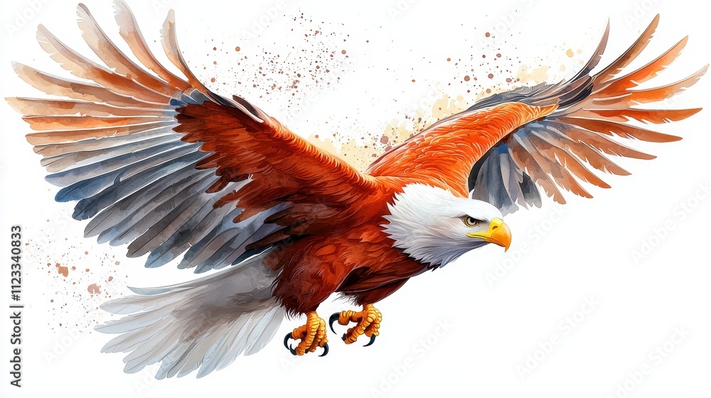 Fototapeta premium Majestic Eagle in Flight with Powerful Wings and Vibrant Feather Details