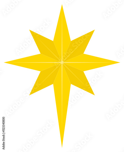 Golden north star Christmas decoration.