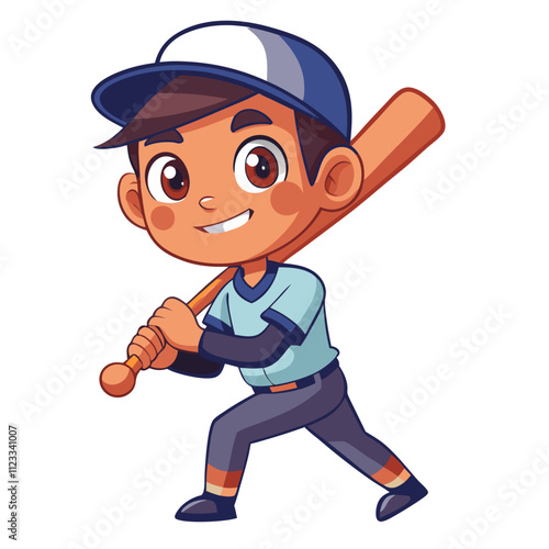 Young boy enjoys playing baseball with bat in hand while wearing a colorful uniform on the field