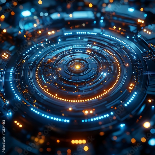 Wallpaper Mural Captivating Illustration Depicting a Sci-Fi Circular Interface Featuring Advanced Futuristic Glowing image Torontodigital.ca