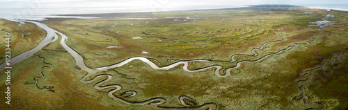 Aerial and panoramic view of the Frisian island of Terschelling, The Netherlands photo