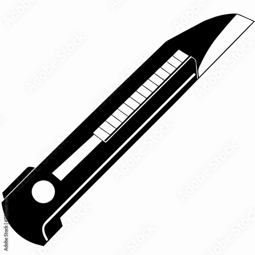 Silhouette illustration of a utility knife representing essential tools for cutting and crafting, isolated, copy space
