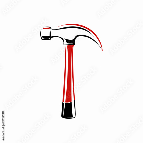 Colorful illustration of a hammer representing essential tools for construction and DIY projects, isolated, copy space
