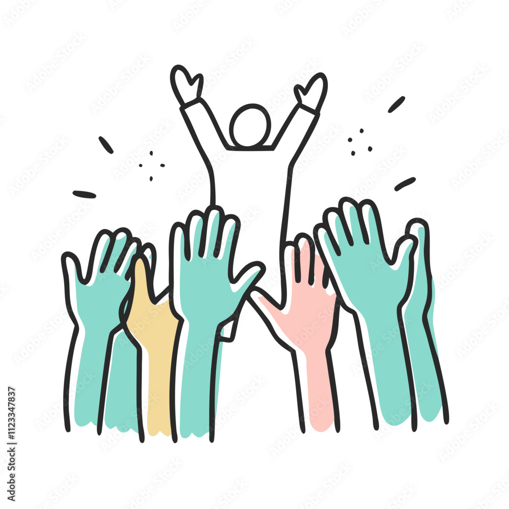 Fototapeta premium cheers hands vector icon, new year vector illustration - simple illustration of cheers hands, symbolizing holiday celebrations and festive spirit, new year flat illustration 