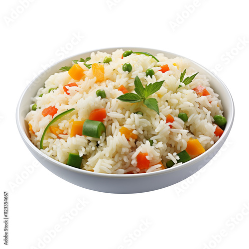 White rice and vegetables isolated on transparent background Remove png, Clipping Path, pen tool