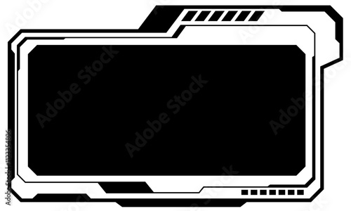 HUD frames black user interface elements design modern technology futuristic control panel screen digital hologram window gaming menu touching cyber monitor set on white background vector