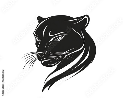 Clean panther head vector logo with simple lines, white background. Unique and modern.