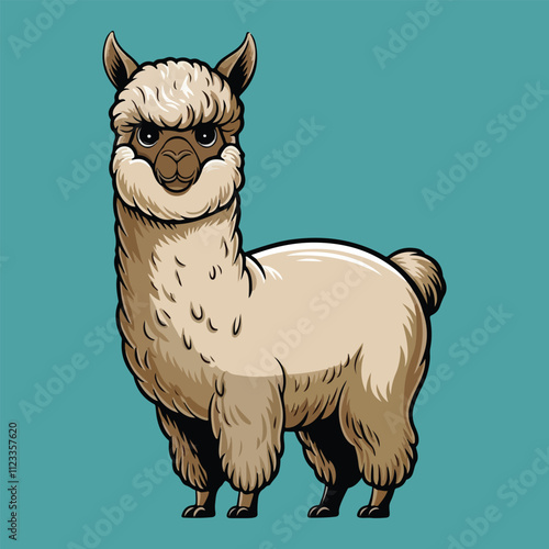 Cute Alpaca Standing Cartoon Vector 