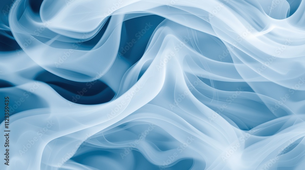 Obraz premium A soft, flowing pattern of translucent blue smoke, creating an ethereal and calming atmosphere.