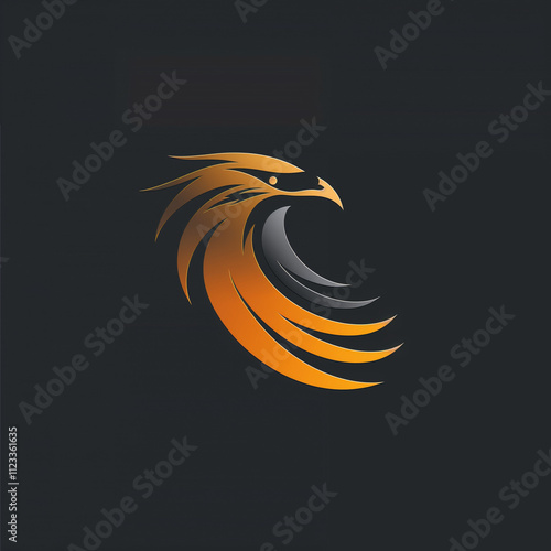 Abstract Eagle Head Logo Orange and Gray Vector Design photo