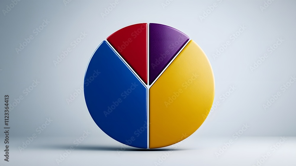 Fototapeta premium Colorful pie chart divided into four sections.