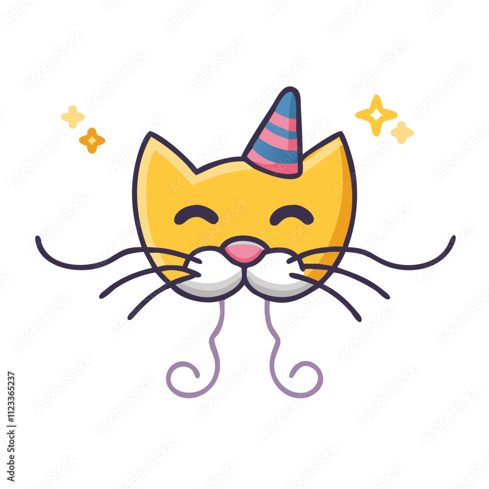 Obraz premium Cat in a party hat icon, colorful