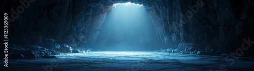 Futuristic Cavern Adventure, a vibrant digital concept illustration featuring a whimsical cavern environment, blending fantastical elements with minimalist design for an immersive experience