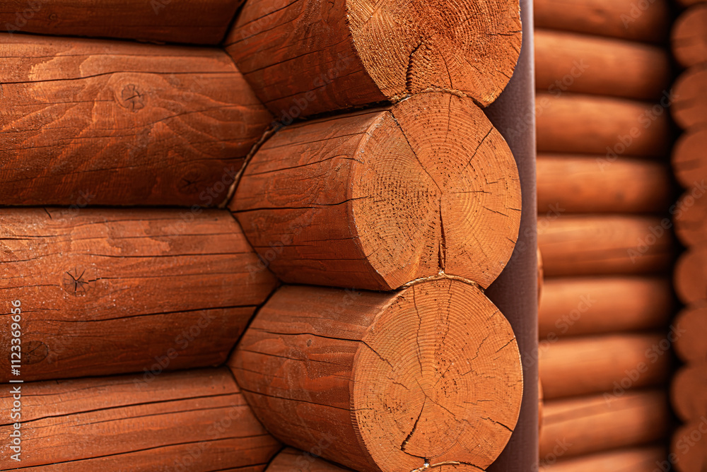 Elements of the wall of a log house.