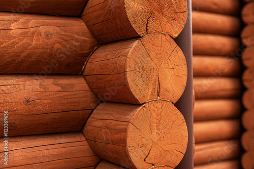 Obraz na płótnie Elements of the wall of a log house. w salonie