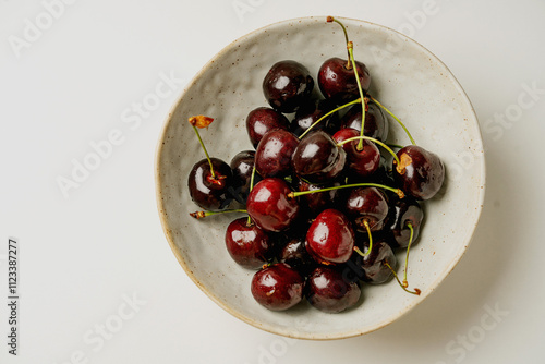 Slika na platnu fresh cherries on the white background on a plate