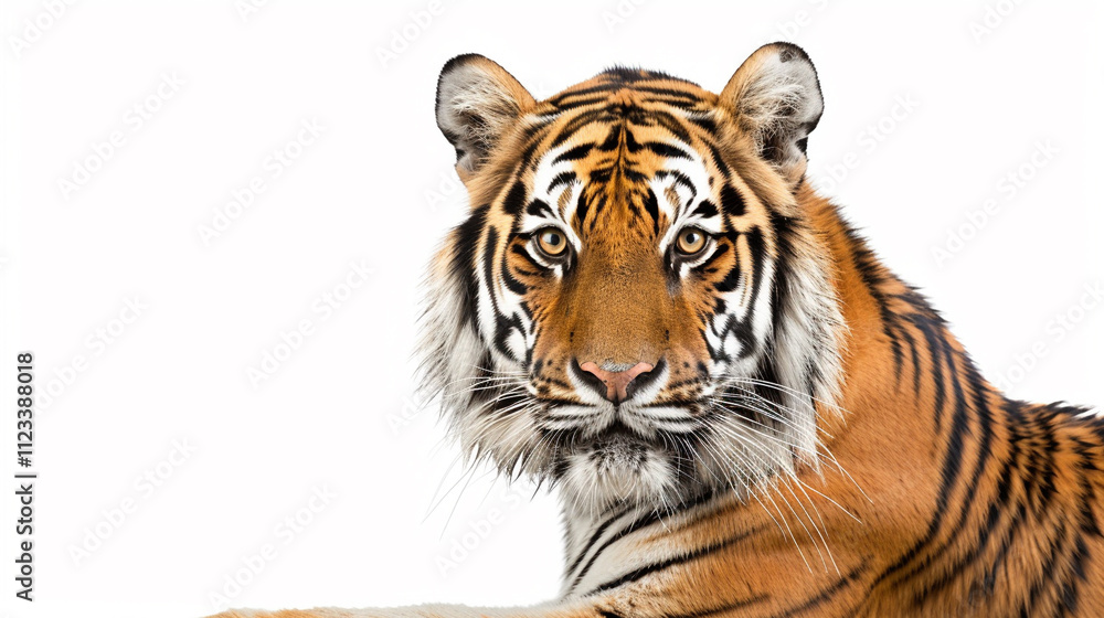 Obraz premium tiger roaring on an isolated white background, object focused, png, stock image, hd quality,