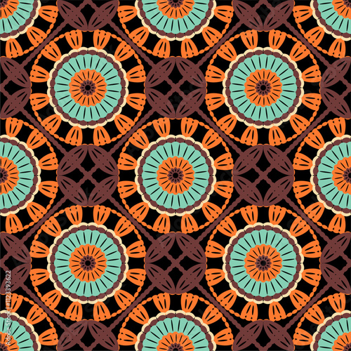 Pattern with crochet granny square wallpaper handmade decorative art design print