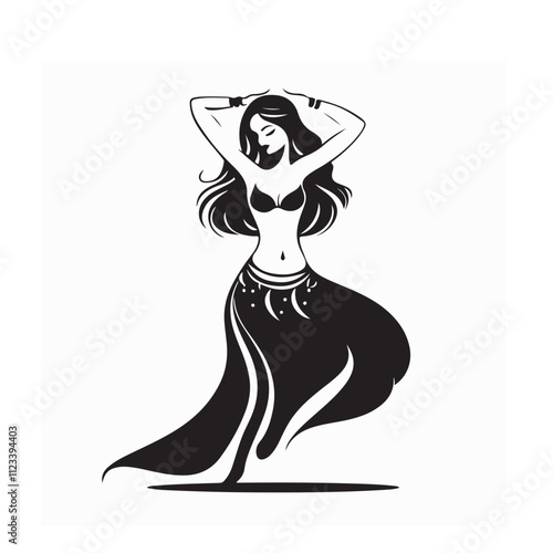 Belly Dancers Vector Images. Silhouette Beautiful Belly Dancer Graphic Drawing Vector on white background.