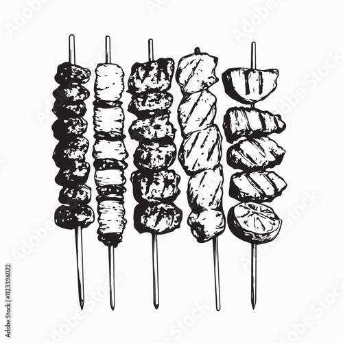 Lamb Skewer Stock Illustrations image vector on white background