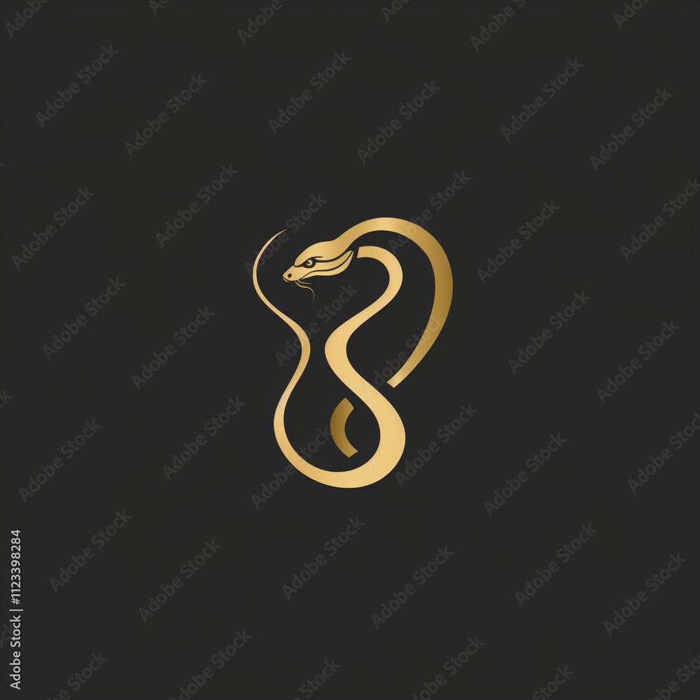 Fototapeta premium Golden Cobra Logo Elegant Snake Design Black Background