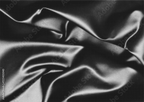 Large vector halftone creased fabric texture with a transparent background