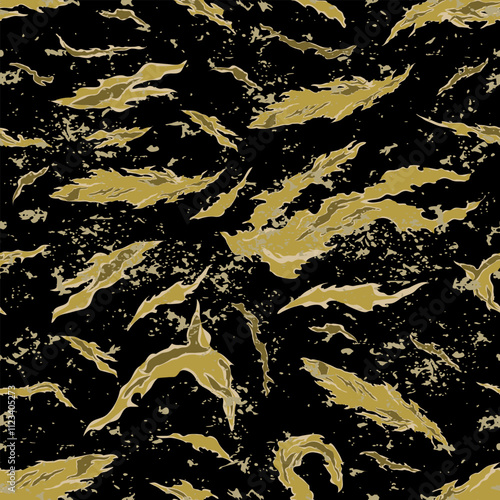 Seamless pattern jungle tiger camouflage grunge