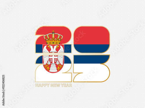 Abstract numbers 2025 with flag of Serbia.
