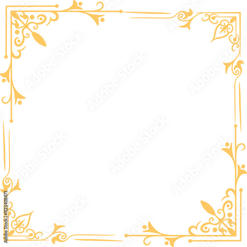 Decorative frame Elegant element for design in Eastern style, place for text. Floral golden border