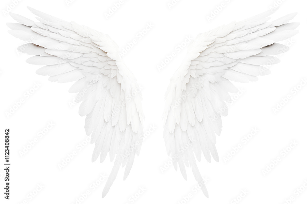 Fototapeta premium Angel wings isolated on a transparent background.