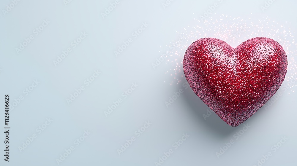 Obraz premium Sparkling Red Heart on Soft Background with Glitter Effect for Love, Romance, and Celebration Themes