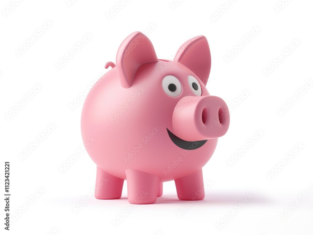 Fototapeta premium Decorative piggy bank with cheerful expression designed for savings and financial planning