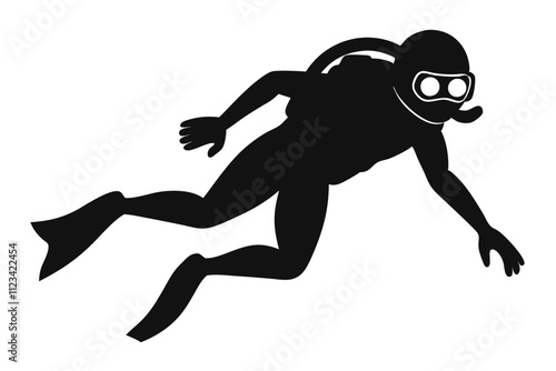 silhouettes of scuba diver vector illustration