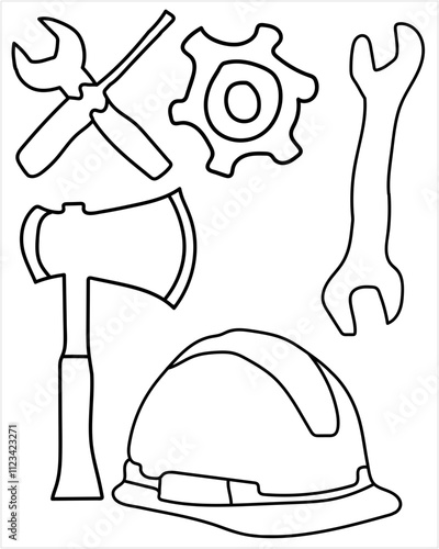Axe, Helmet, Spanner, Gear Construction Vector tools are digital resources for architects, engineers, and designers tools typically use vector graphics to create precise ,scalable illustrations.