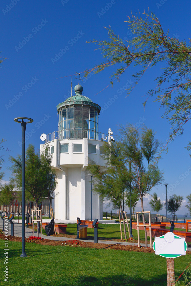 Lighthouse and square. Arnavutkoy, Istanbul, Turkey