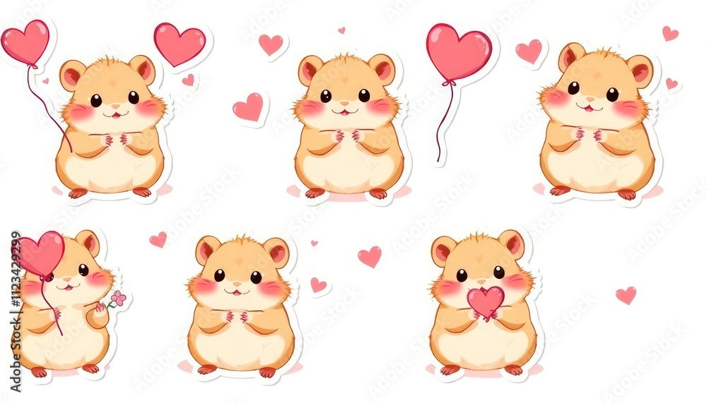 Fototapeta premium set of animals hamster stikers.