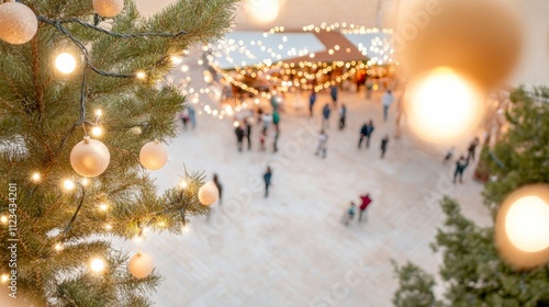 Festive Market Celebration for Nochebuena, Diwali, and Hanukkah Amidst Bright Holiday Lights photo