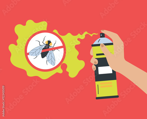 Mosquito spray kill anti bug fly insecticide concept. Vector flat graphic design illustration