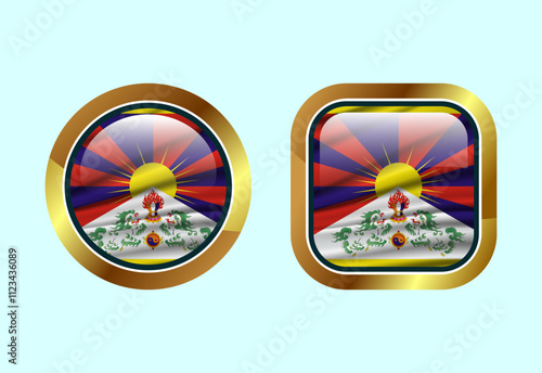 Glossy flag button of Tibet, High quality web button design