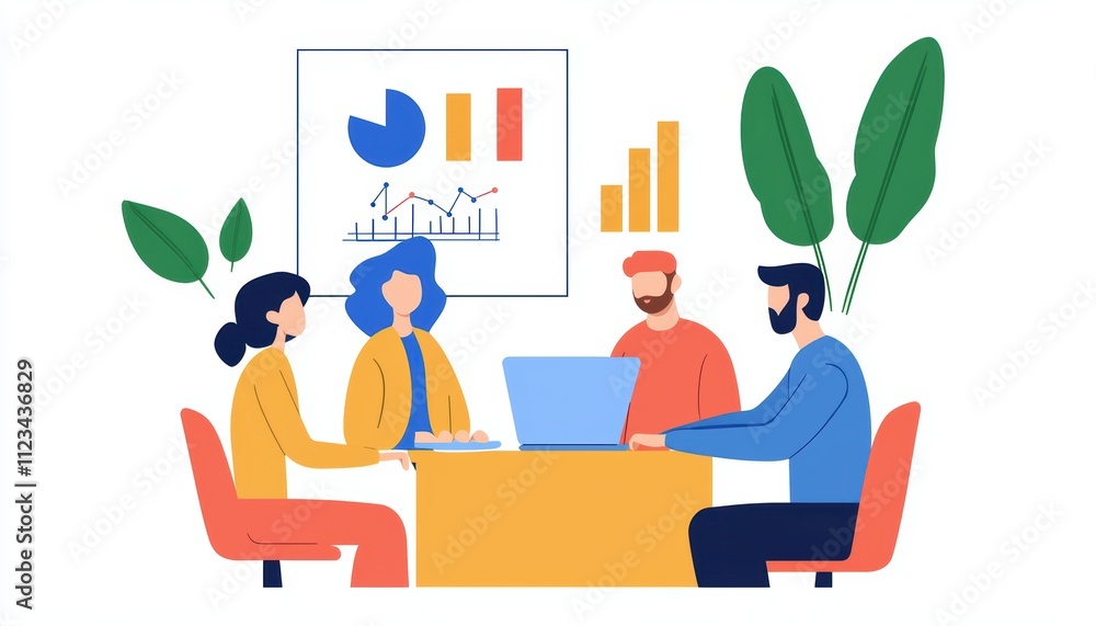 Fototapeta premium Team collaboration meeting in office space business strategy discussion modern workspace professional environment group perspective for growth