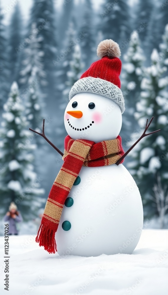 Obraz premium Snowman Dressed for a Winter Chill