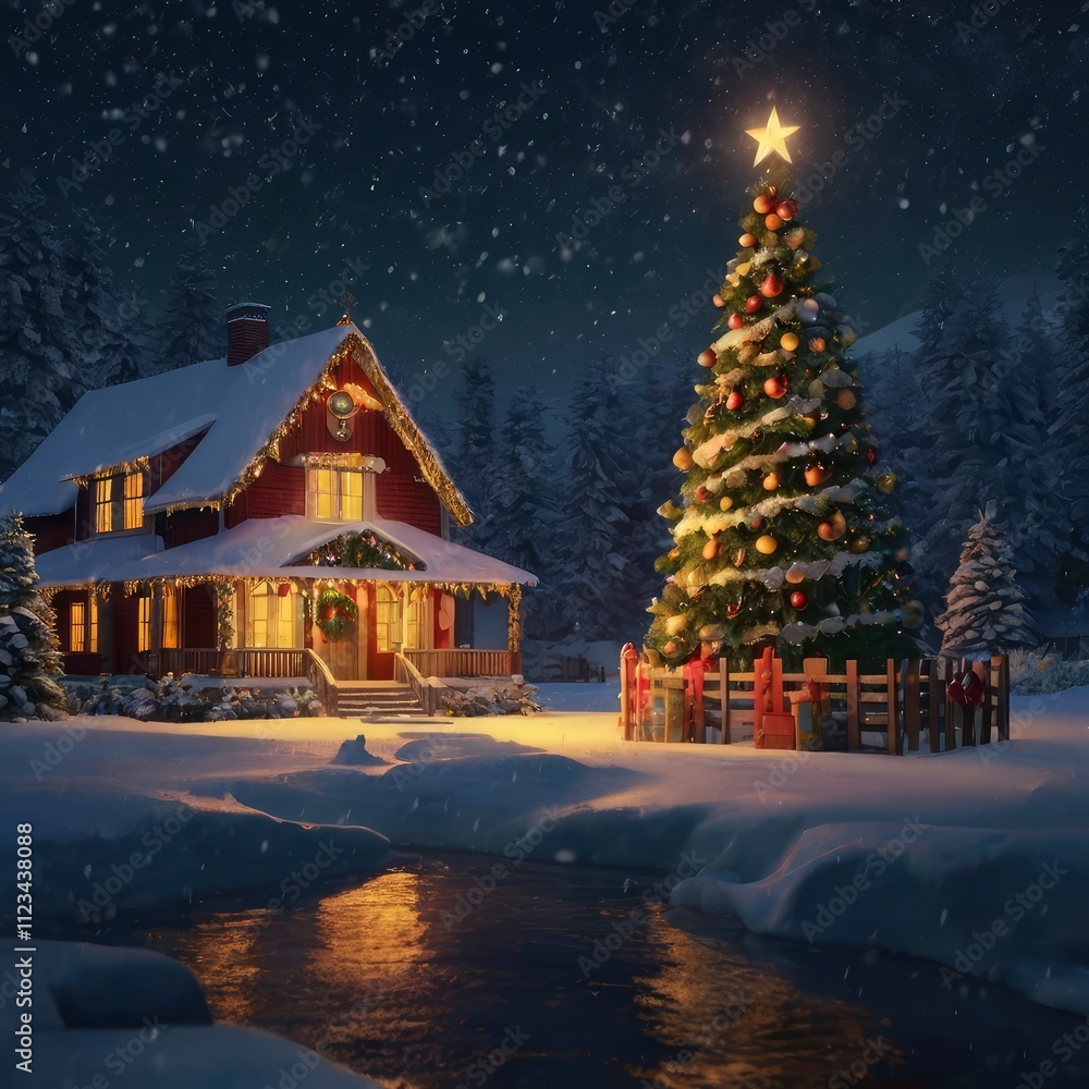 Fototapeta premium Christmas tree and gifts