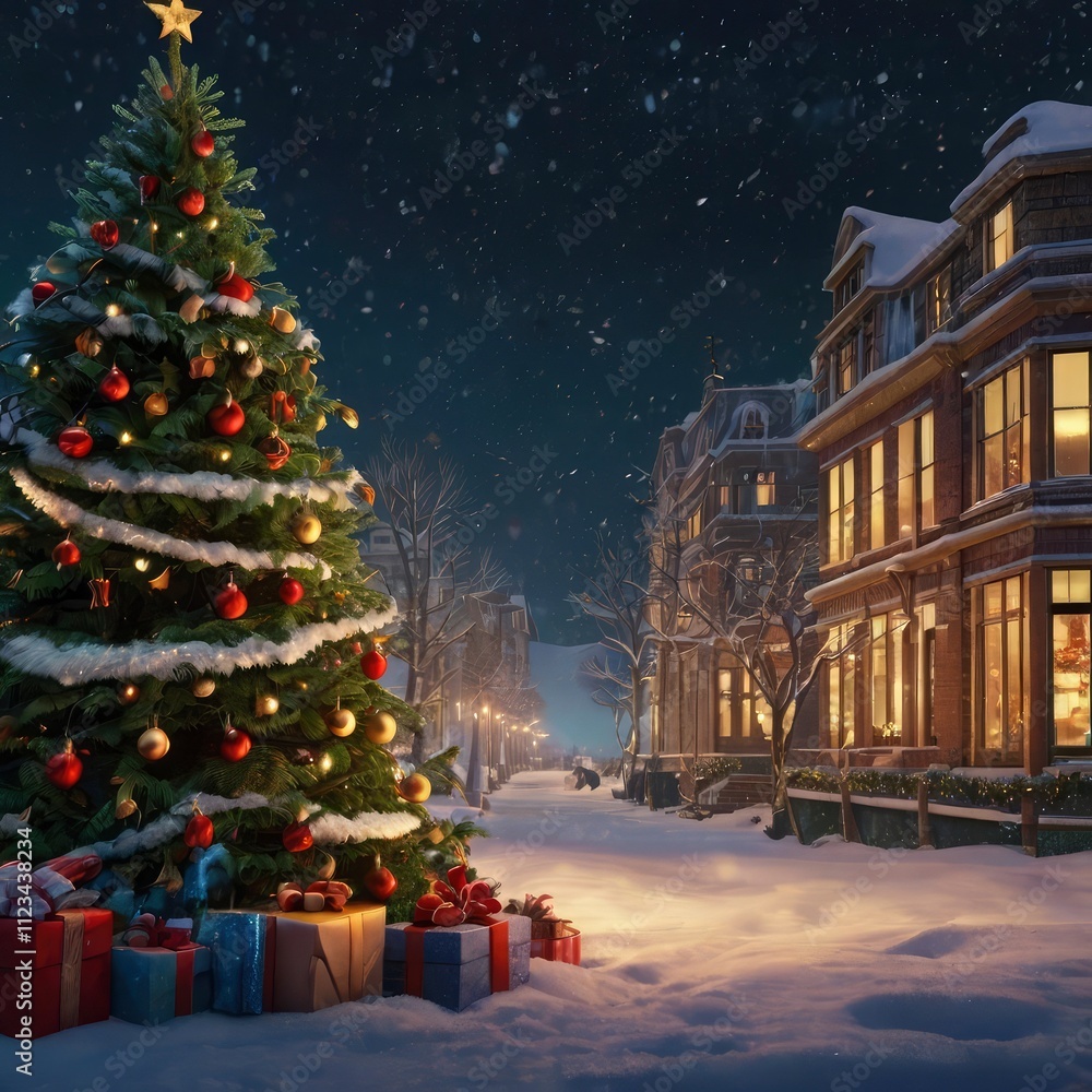 Obraz premium Christmas tree and gifts
