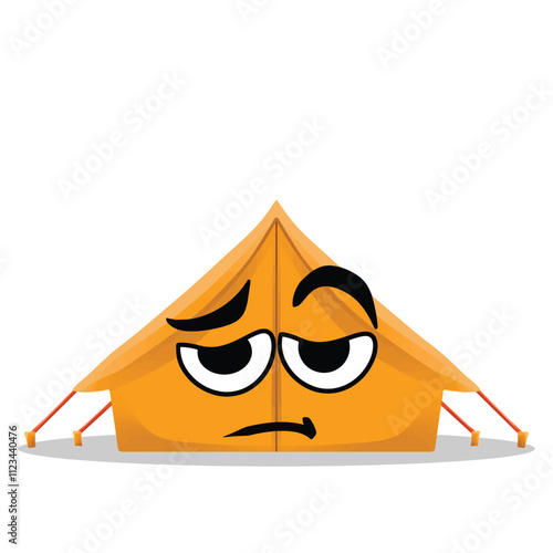 tired tent mascot illustration for design. cute and playful concept. camping, travelling, backpacker, summer, hiking, adventure and recreation themes