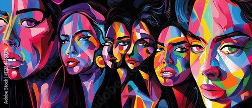 Vivid Abstract Portraits Featuring Semi-Realistic Figures, Bold Colors, Stained-Glass Aesthetic, and Vibrant Modern Art Style